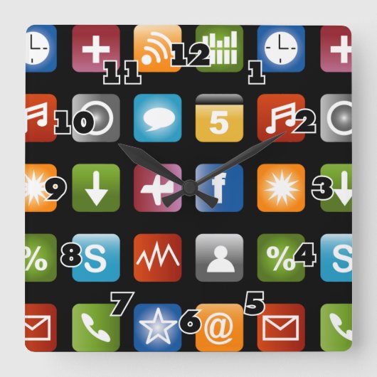 Neue Maueruhr | lustige Vektorgrafiken Quadratische Wanduhr (Vorderseite)