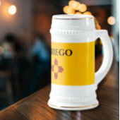 Neue mexikanische Flagge mit Zia-Symbol Bierglas