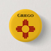 Neue mexikanische Flagge mit Zia-Symbol Button (Vorderseite)