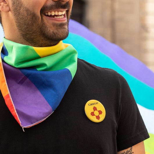 Neue mexikanische Flagge mit Zia-Symbol Button