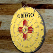 Neue mexikanische Flagge mit Zia-Symbol Dartscheibe