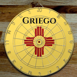 Neue mexikanische Flagge mit Zia-Symbol Dartscheibe