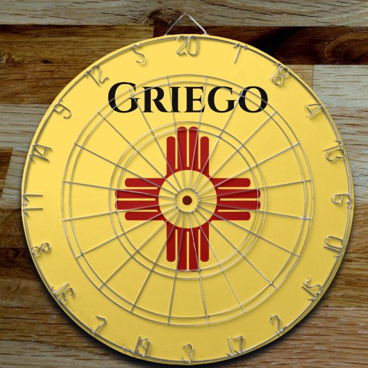 Neue mexikanische Flagge mit Zia-Symbol Dartscheibe