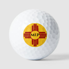 Neue mexikanische Flagge mit Zia-Symbol Golfball