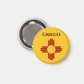 Neue mexikanische Flagge mit Zia-Symbol Magnet (Vorderseite/Rückseite)