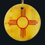 Neue mexikanische Staatsflagge Aquarellbilder Keramik Ornament<br><div class="desc">Karo diese süße Aquarellmalerei der New Mexico State Flag heraus und suchen Sie nach passenden Gegenständen wie Hemden,  Sticker,  Kissen,  Tasse und mehr!</div>