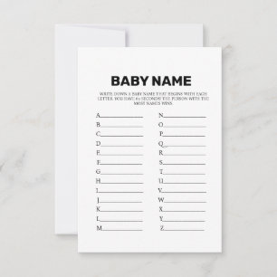 Neue Minimalistische Babyname-Spielkarte Einladung