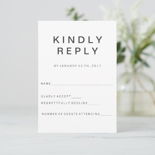 Neue Minimalistische RSVP-Karte RSVP Karte (Stehend Vorderseite)