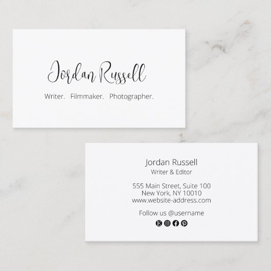 Neue, moderne, schwarze und weiße Visitenkarte für (Vorne/Hinten)