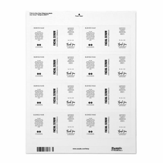 Neue moderne weiße Dropper-Flaschen-Etiketten (Vorne)