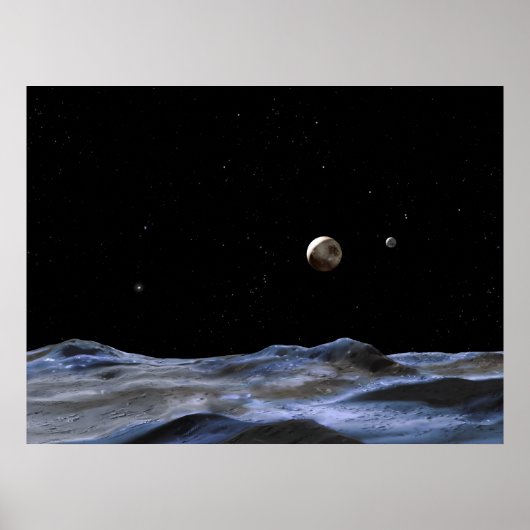 Neue Monde um Pluto Poster (Vorne)