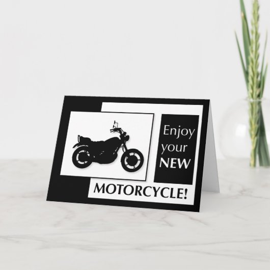 Neue Motorradgratulation, Schwarz und Weiß Karte (Vorderseite)