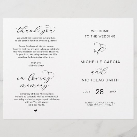 Neue Mr. und Mrs., Foldable Wedding Programs (Vorderseite)