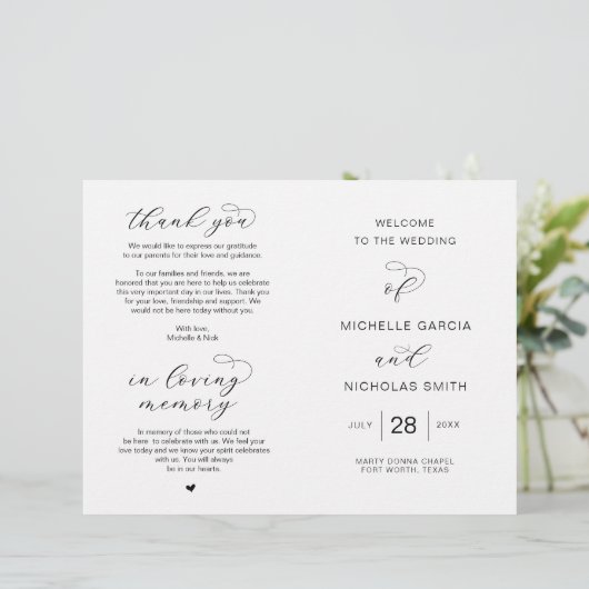 Neue Mr. und Mrs., Foldable Wedding Programs (Stehend Vorderseite)