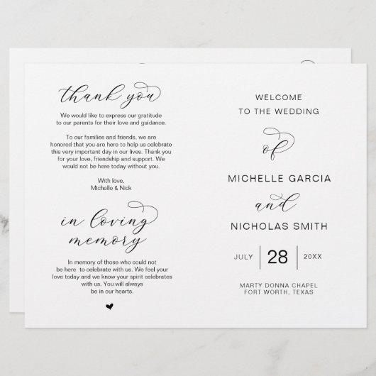 Neue Mr. und Mrs., Foldable Wedding Programs (Vorne/Hinten)