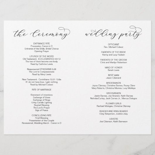 Neue Mr. und Mrs., Foldable Wedding Programs (Rückseite)