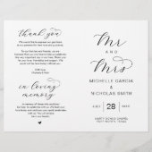 Neue Mr. und Mrs., Foldable Wedding Programs (Vorderseite)