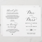 Neue Mr. und Mrs., Foldable Wedding Programs (Vorne/Hinten)