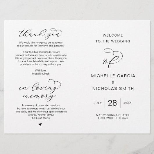 Neue Mr. und Mrs., Foldable Wedding Programs (Vorderseite)