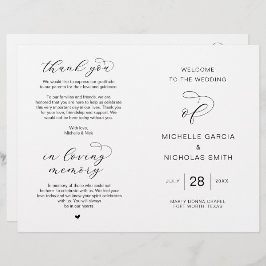 Neue Mr. und Mrs., Foldable Wedding Programs (Vorne/Hinten)