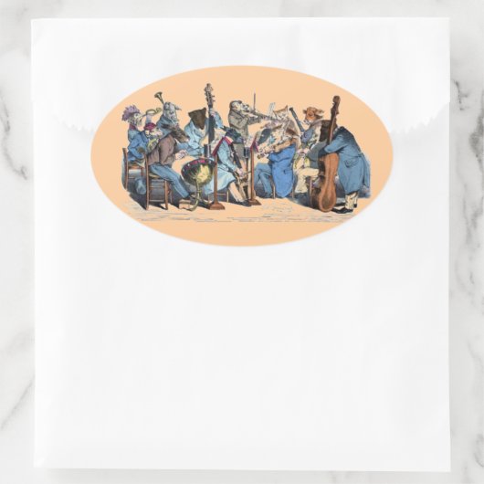 NEUE MUSIKSPRACHE / TIERLANDWIRTSCHAFT OVALER AUFKLEBER (Tasche)