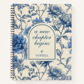 Neue Mutter | Hochzeit | Blaues Toile Blumenmuster Notizblock (Vorderseite)