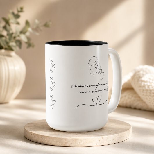 Neue Mutter Mutterzitat Linienkunst Zweifarbige Tasse