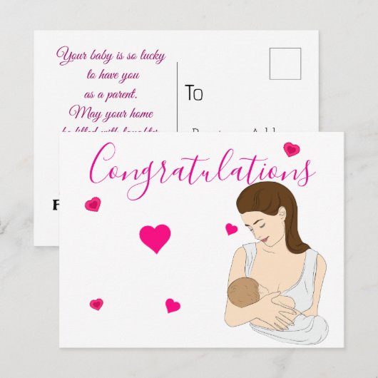 Neue Mutter Postkarte (Vorne/Hinten)