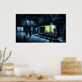 "Neue Nacht im Café Terrasse im Winter" Poster (Küche)