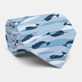 Neue Narwhal Waves Allover Print Krawatte