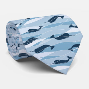 Neue Narwhal Waves Allover Print Krawatte