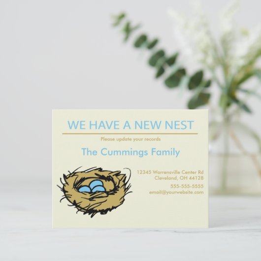 Neue Nest-Bewegung Ankündigung Postkarte (Stehend Vorderseite)