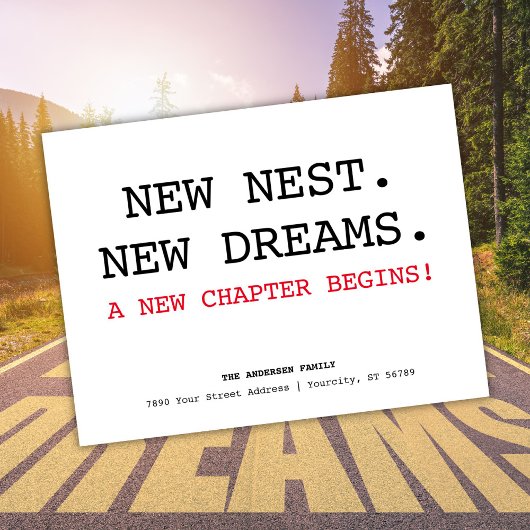 Neue Nestadresse Einfache Minimalistische Bewegung Ankündigungspostkarte