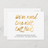 Neue neue Zuhause-Adresse in Scripture Gold Ankündigungspostkarte (Vorne/Hinten)