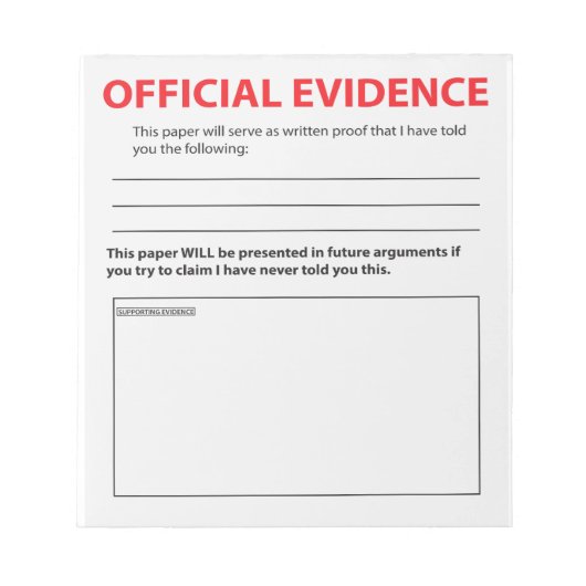Neue Offizielle Beweise Funny Notepad 2 Notizblock (Vorderseite)