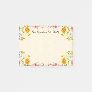 Neue Oma Est. 2019 Vintage Floral Post-it Klebezettel