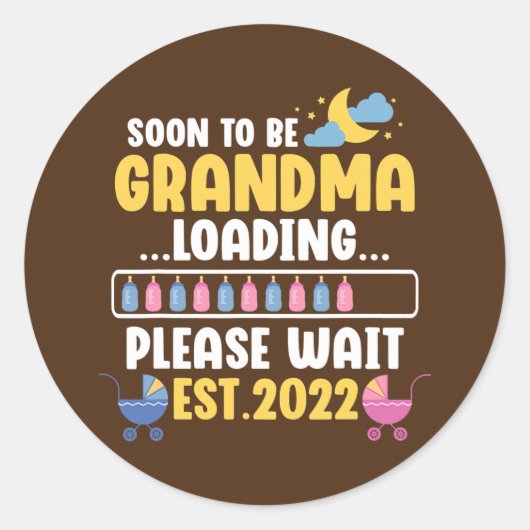 Neue Oma Funny Pregnancy Ankündigung bald auf Runder Aufkleber (Vorderseite)