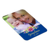 Neue Oma Vibrannte Blume auf Bright Blue | FOTO Magnet (Rechte Seite)