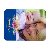 Neue Oma Vibrannte Blume auf Bright Blue | FOTO Magnet (Horizontal)