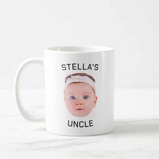 Neue Onkel-Geschenke-Tasse, Custom Baby-Face-Foto- Kaffeetasse (Links)