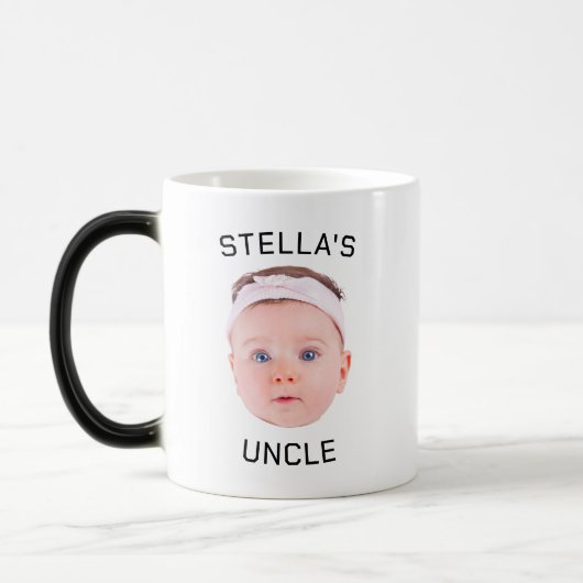 Neue Onkel-Geschenke-Tasse, Custom Baby-Face-Foto- Verwandlungstasse (Links)