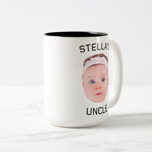 Neue Onkel-Geschenke-Tasse, Custom Baby-Face-Foto- Zweifarbige Tasse (VorderseiteRechts)