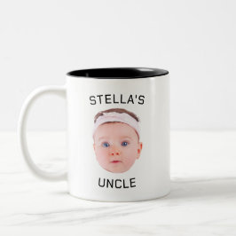Neue Onkel-Geschenke-Tasse, Custom Baby-Face-Foto- Zweifarbige Tasse