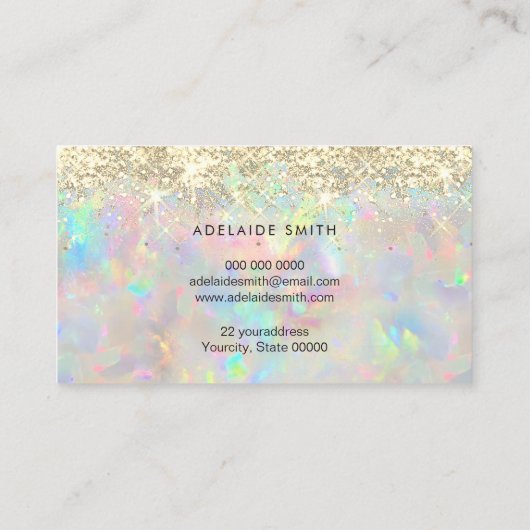 neue Opal-Edelstein-Imitate Glitzer-Visitenkarte Visitenkarte (Rückseite)