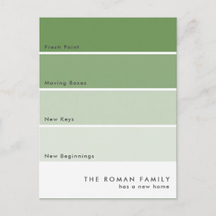 Neue Paint Chip Motion Ankündigung Grün Postkarte