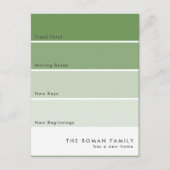 Neue Paint Chip Motion Ankündigung Grün Postkarte (Vorderseite)