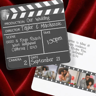 Neue Personalisierte Filmklapperboard-Hochzeit Einladung
