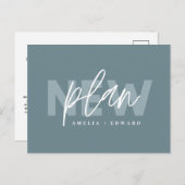 Neue Plan moderne Typografie Hochzeit ändern das D Ankündigungspostkarte (Vorne/Hinten)