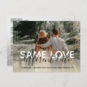 Neue Plan moderne Typografie Hochzeit ändern das D Ankündigungspostkarte (Vorne/Hinten)