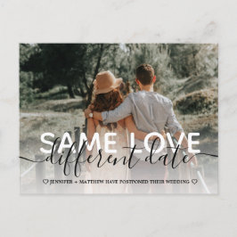 Neue Plan moderne Typografie Hochzeit ändern das D Ankündigungspostkarte